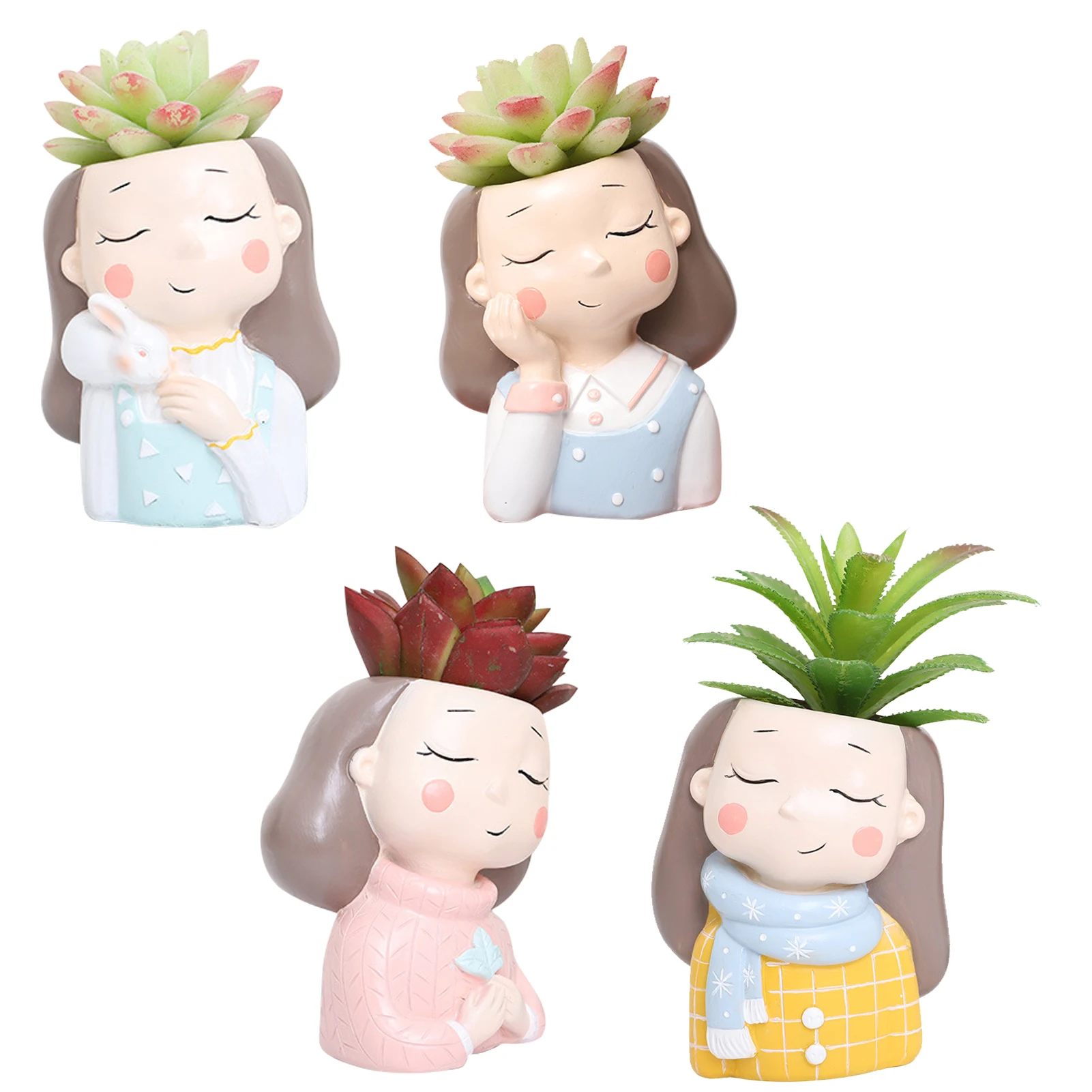 

Girl Flower Pot Head Cartoon Head Planter Head Planters For Indoor Plants Desk Mini Ornament Fun Decoration For Garden
