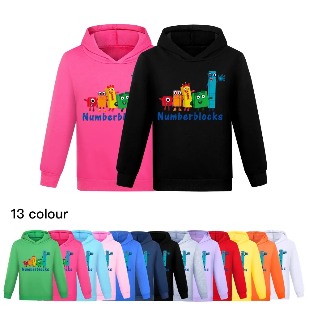 

Casual Outwears Girls Boys Number Blocks Cartoon Hoodies Children Cotton Sweatshirts Spring Autumn Coat Kids Clothes Pullover