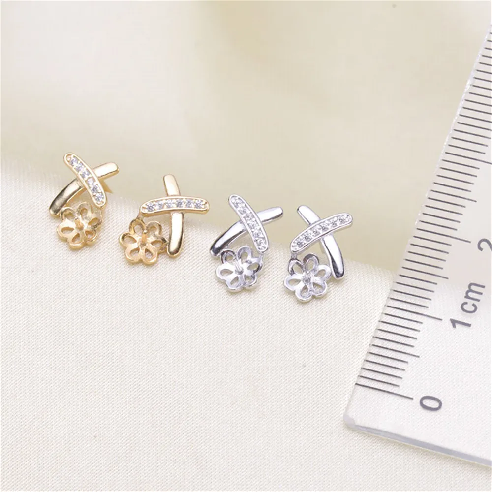 925 Silver Pearl Beads Stud Earrings Setting Base Diy Jewelry Making Findings&Components