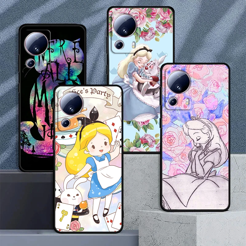 

Disney Alice in Wonderland For Xiaomi Mi 13 12 11 10 11T 10T 9T 9 8 Note 10 Ultra Pro Lite TPU Soft Silicone Black Phone Case