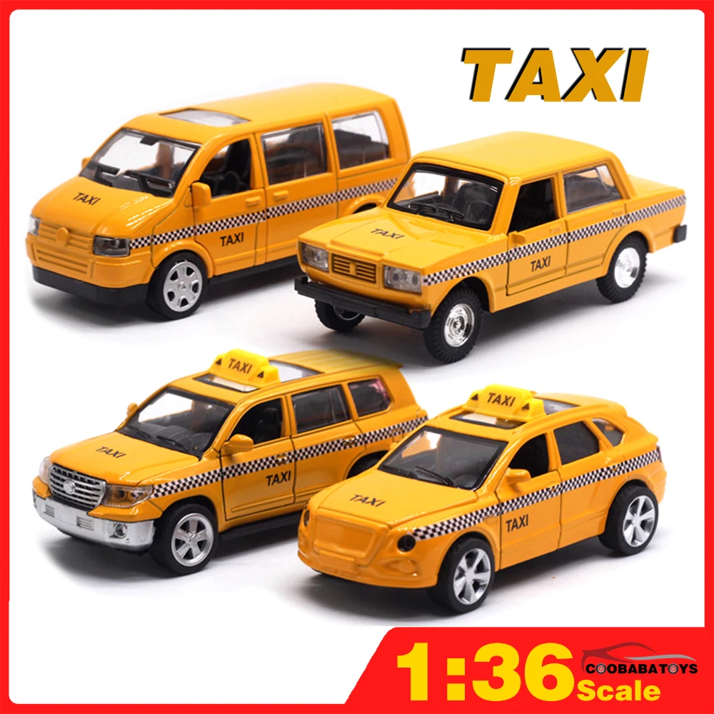 

Scale 1/36 Simulation Exquisite Taxi Collection Metal Diecast Alloy Pull Back Toy Cars Models for Boys Children Kids 4 Available