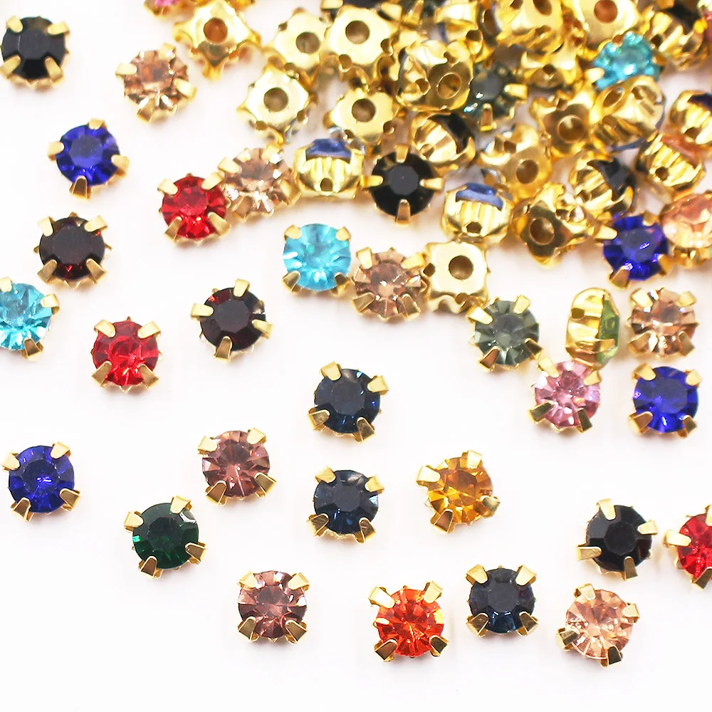 

3mm-8mm Flatback Gold Claw Cup Rhinestones Shiny Crystals Stones Beads Sew On Rhinestones for Needlework Garment Crafts Gems