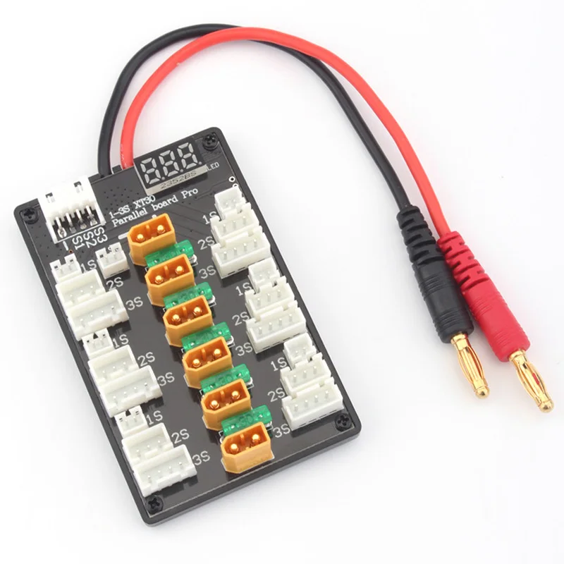 New XT30 Plug 1S-3S / XT60 Plug 3S-4S Lipo Battery Parallel Charging Board with Voltage Tester For IMAX B6 B6AC Balance Charger