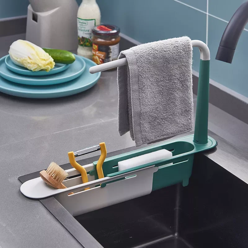 

Sink Drain Rack Telescopic Sink Shelf Sinks Organizer Soap Sponge Holder Storage Basket Kitchen Gadgets Accessories Tool