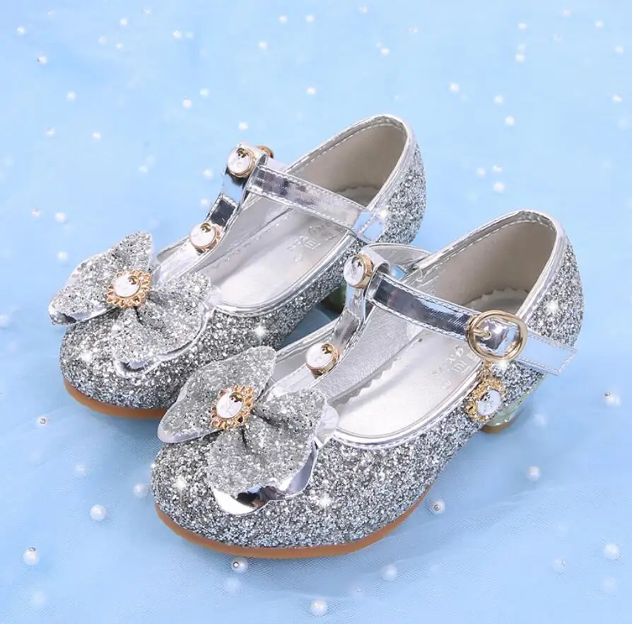 

2022 Autumn New Girls High Heel Princess Shoes Children's Single Shoes Leather Performance Shoes EU Size 26-36 Girls Dance Shoes