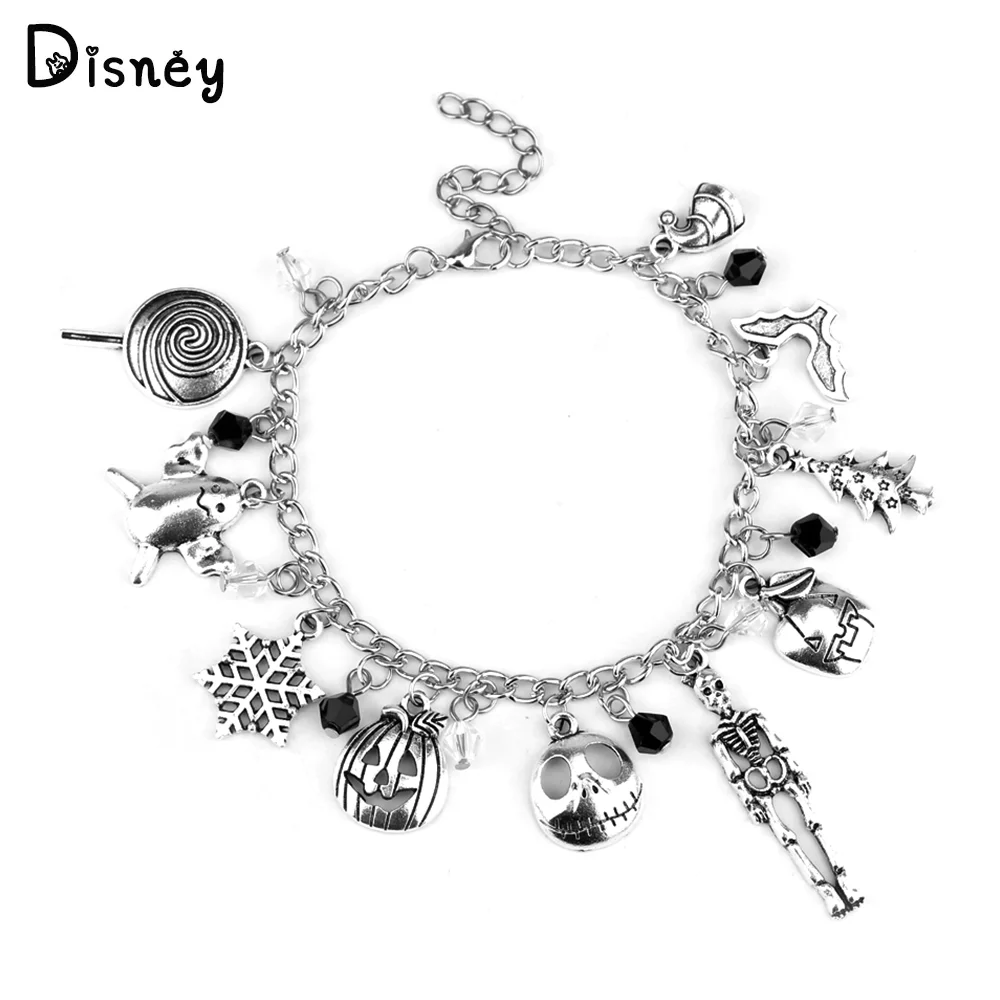 

Disney Movie The Nightmare Before Christmas Bracelet Pumpkin King Jack Skellington Skeleton Pendant Bracelet Jewelry Gifts
