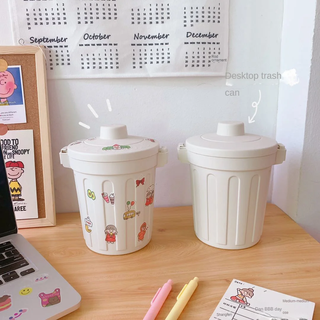 INS Style Desktop Small Garbage Bin Bedroom Creative Home Cute Mini Storage Box with Lid Desktop Supplies