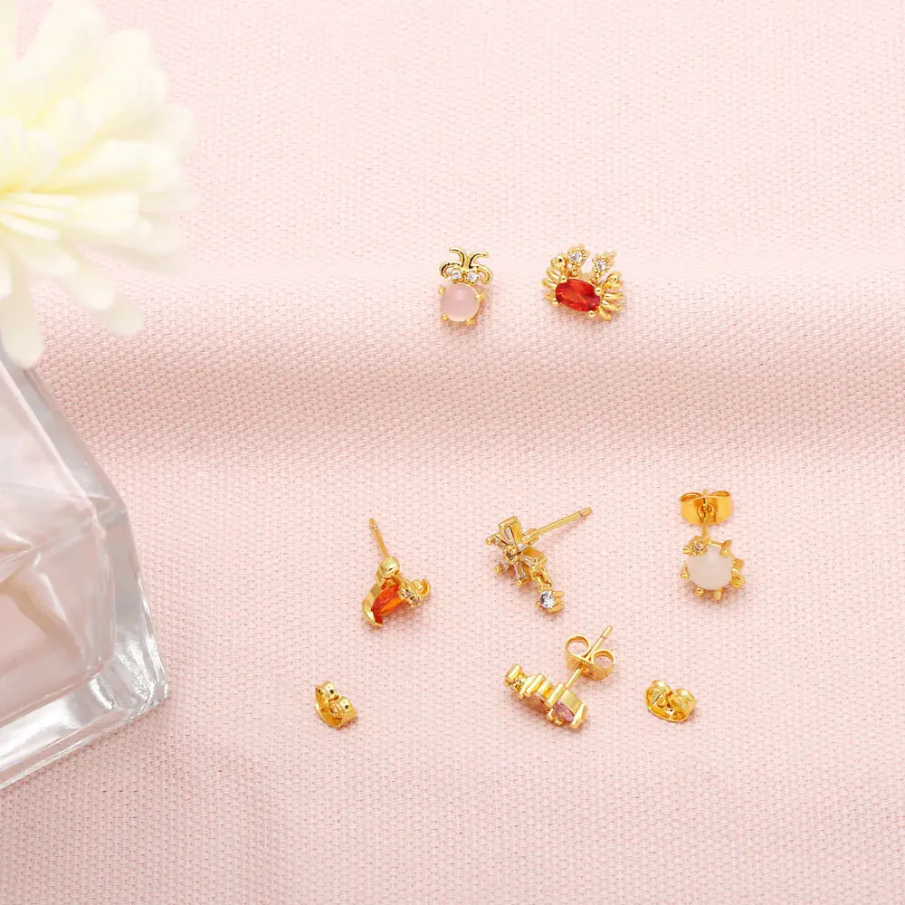 Модные уникальные серьги-гвоздики в виде земляной рыбы креветки морской лошади