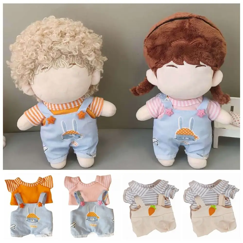 

Сменный наряд, реквизит для фото игрового домика, штаны на подтяжках с мультяшным рисунком, Одежда для куклы 20 см, футболка, брюки, костюм