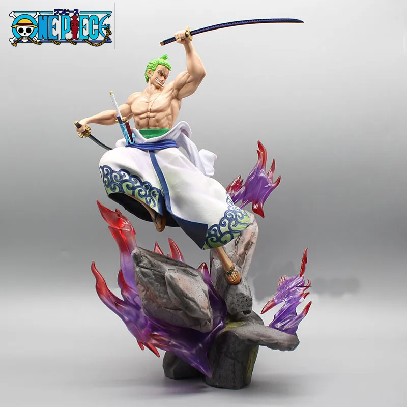 

One Piece Wano Country Zero 35cm Anime Figure Zorojuro LED Light Action Figurine Doll Model Collection Kids Toy Birthday Gift