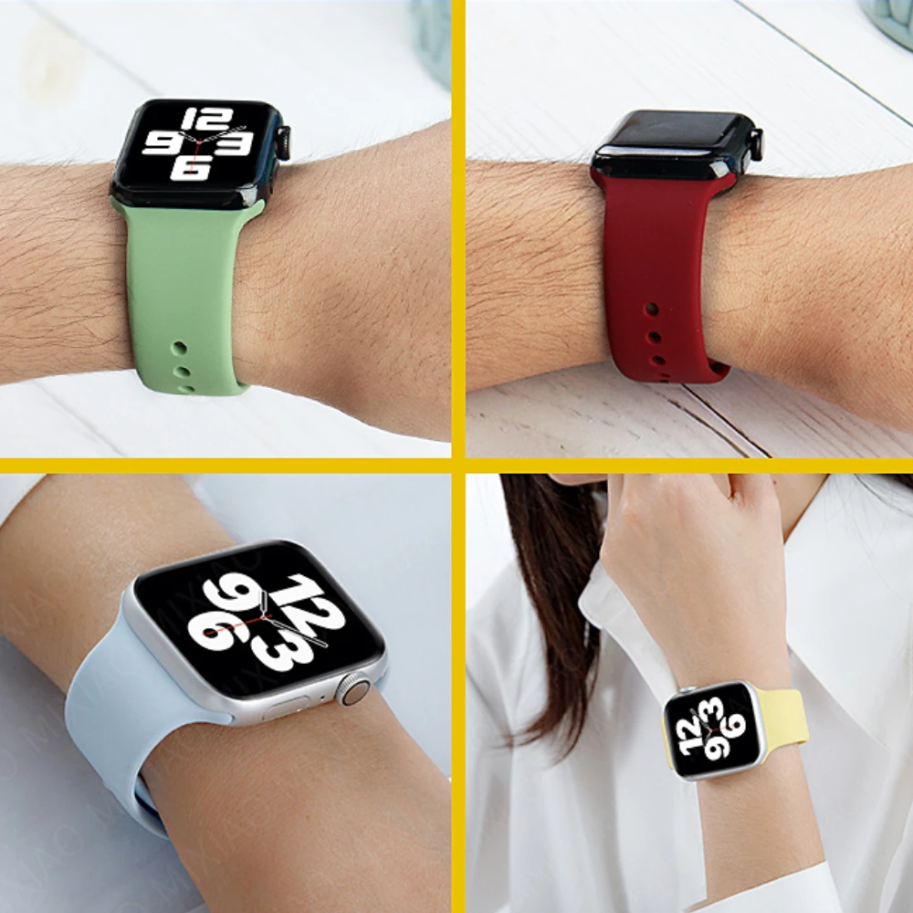 Silicone Strap for Apple Watch Band 40mm 44mm 45mm 41mm 49mm 38mm 42mm 44 45 mm Bracelet Correa iWatch Series 8 Ultra 7 SE 3 5 6