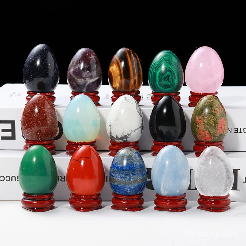 

30mm Natural Crystal Semi-Precious Stone Egg Rough Stone Ornaments Ore Specimen Jade Massage Ball Crafts Ornaments