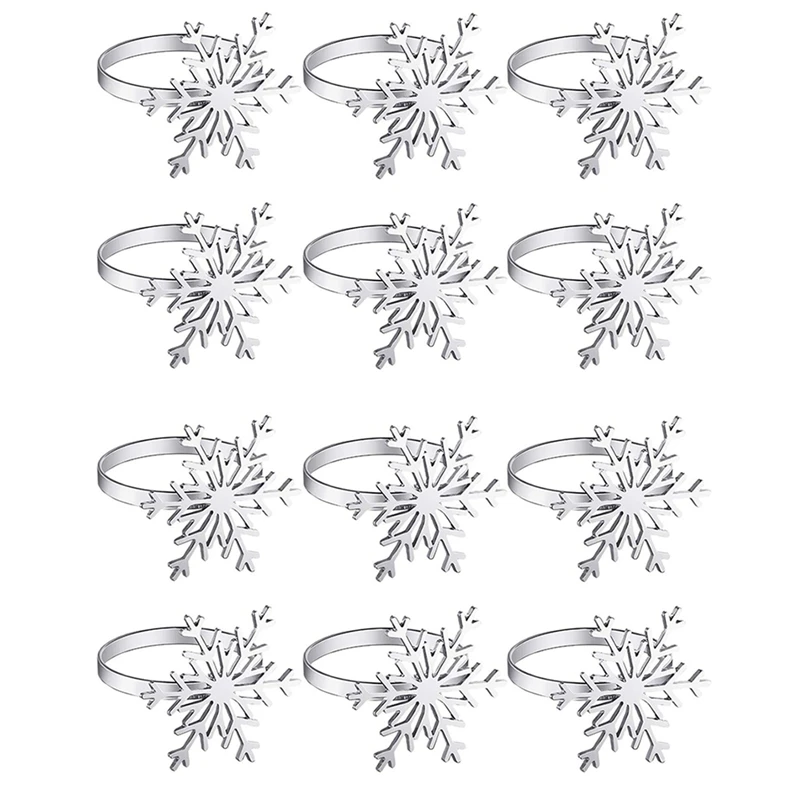 

12 шт., кольца для салфеток в виде снежинок