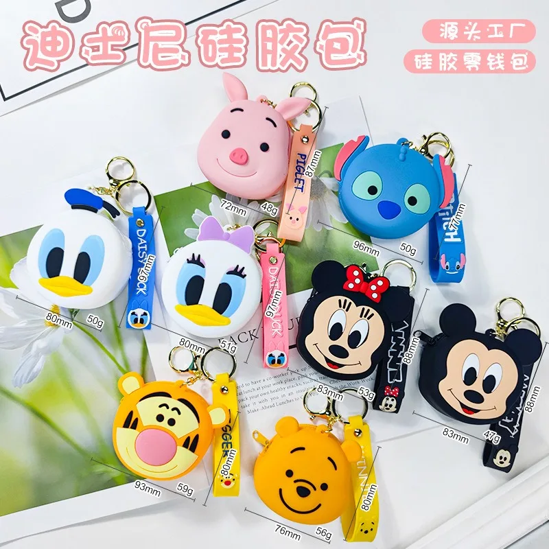 

Disney Anime Figures Theme Mickey Tigger Winnie The Pooh Coin Purse Keychain Donald Duck Cute Key Bag Childrens Birthday Gifts