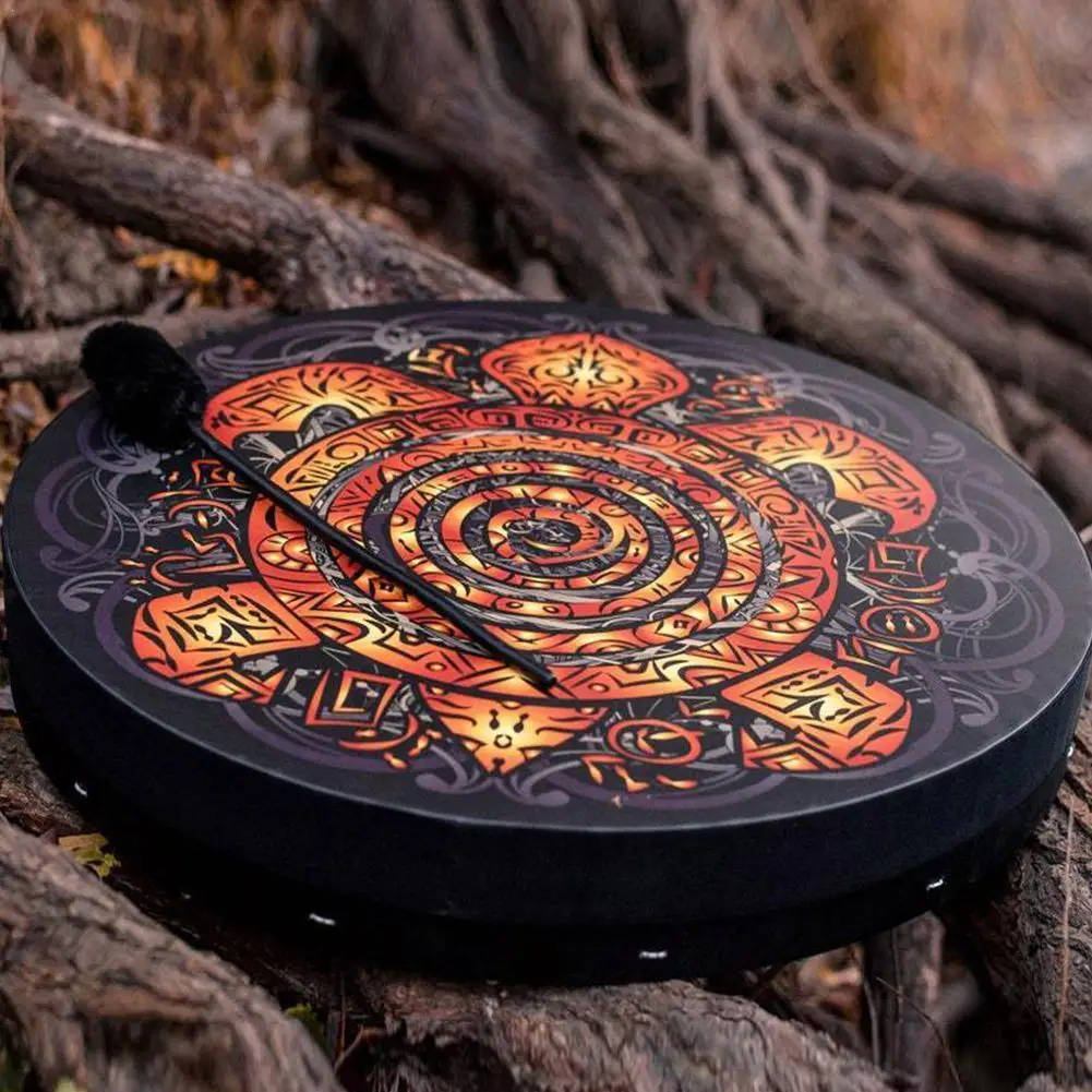 

25CM Tortoise Shaman Drum Tree Of Life Decoration Design Handmade Shamanic Drum Siberian Drums Spirit Music With Drumstick Home