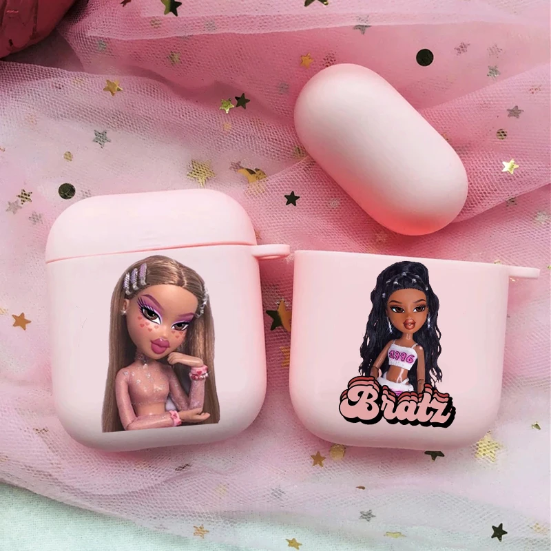 

Hot Cute Bratz Doll Soft silicone TPU Case For NEW AirPods Pro2 1 2 3 Luxury Pink Silicone Wireless Bluetooth Earphone Box Cover