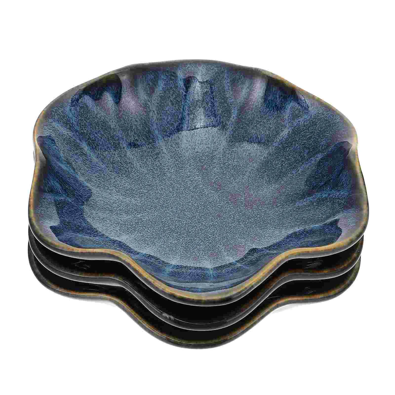 

3pcs Practical Ceramic Seasoning Dishes Creative Ceramic Dipping Bowls (Blue)