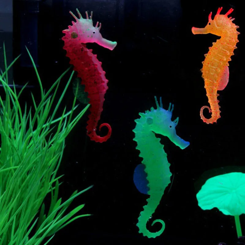 

Silicone Artificial Night Luminous Hippocampus Fish Tank Aquarium Ornament Underwater Sea Horse Decoration Pet Supplies