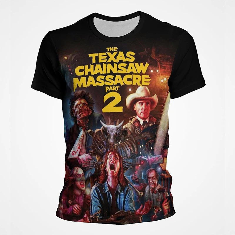

Summer New Horror Movie Texas Chainsaw Massacre 3D Print T Shirt Men Short Sleeve Men Women Cool Tops Tee Casual Clothes