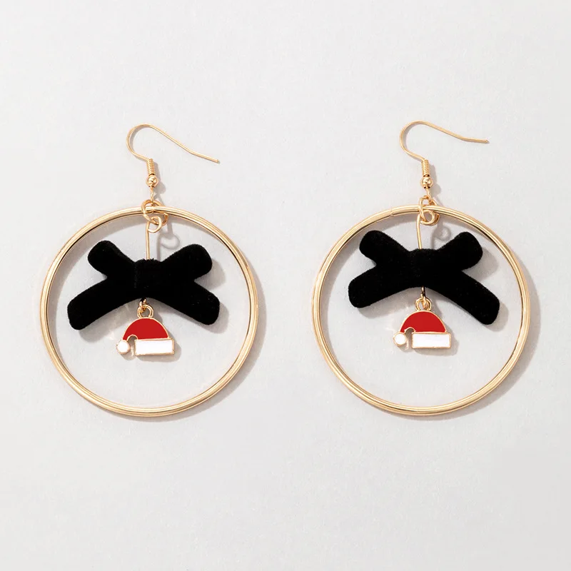 

Европейские и американские праздничные популярные украшения в виде капель масла рождественские серьги с крючком и бархатным бантом