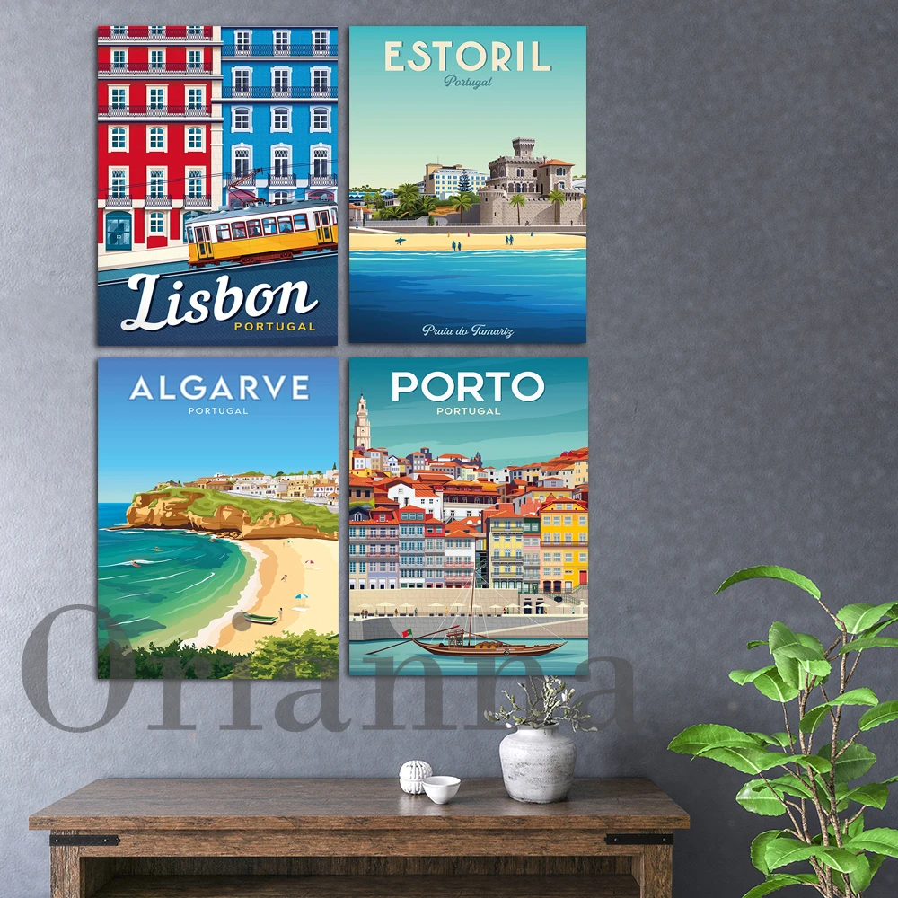 

Постер для путешествий Estoril из Лиссабона, Алгарве, Порто, Португалии, настенный художественный принт для гостиной, настенный Декор для дома, ...