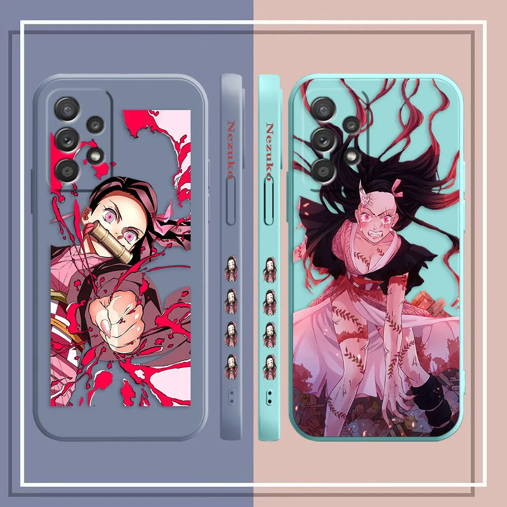 Case For Samsung Galaxy A91 A14 A73 A72 A71 A53 A52 A51 A42 A33 A32 A22 A21S A13 A715F A52S A22S 4G 5G Case Demon Slayer Nezuko