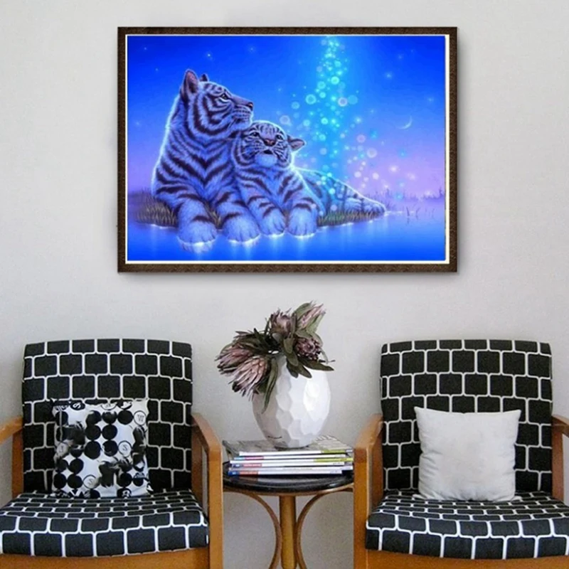 DIY 5D Full Diamond Cartoon Tiger Painting Dotz Cross Stitch Decorative Home Decoration |