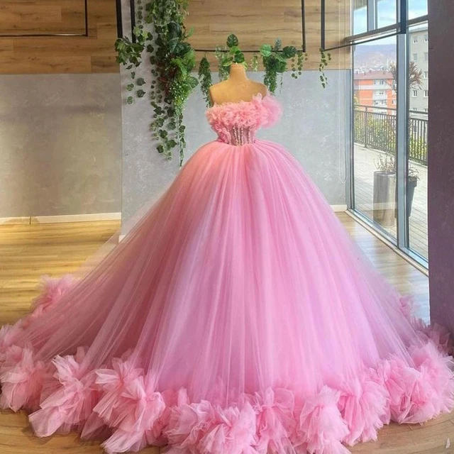 Superbe robe PRINCESSE ROSE complète - couronne + baguette - 3/4
