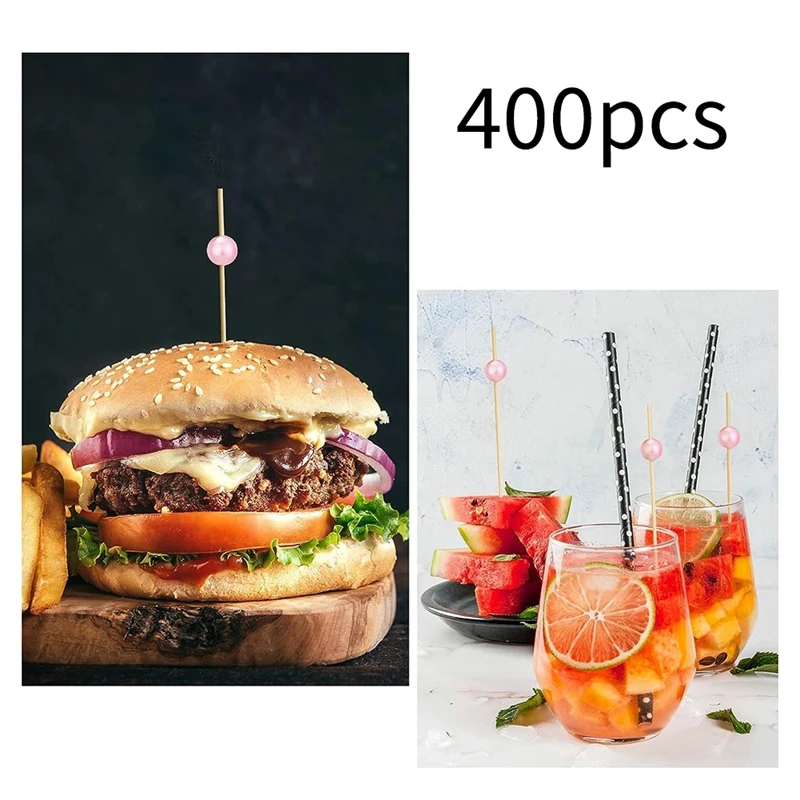 Коктейльные палочки Натуральные деревянные с золотыми акриловыми бусинами