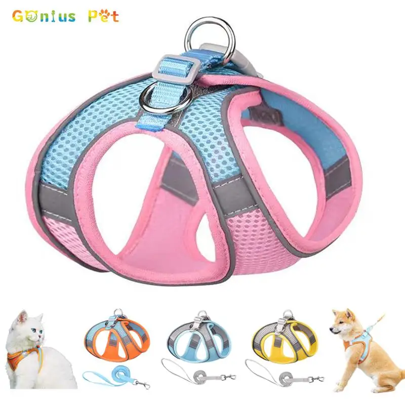 

Pet Dog Harness Leash Set Breathable Cat Walking Training Reflective Chest Strape For Small Medium French Bulldog Accessories