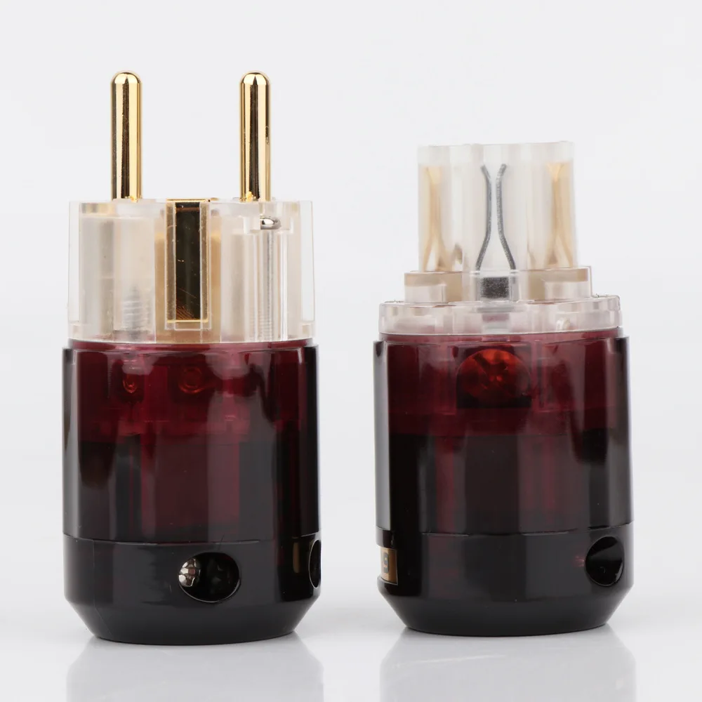 

5 pair Gold Plated C-079 IEC + P-079E 24k Gold-Plated EU Plug connector IEC Schuko EU plug, For Audio Connector DIY