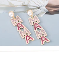 new mother mama letter rhinestone dangle earrings christmas earrings high quality earing for women jewelry party gift