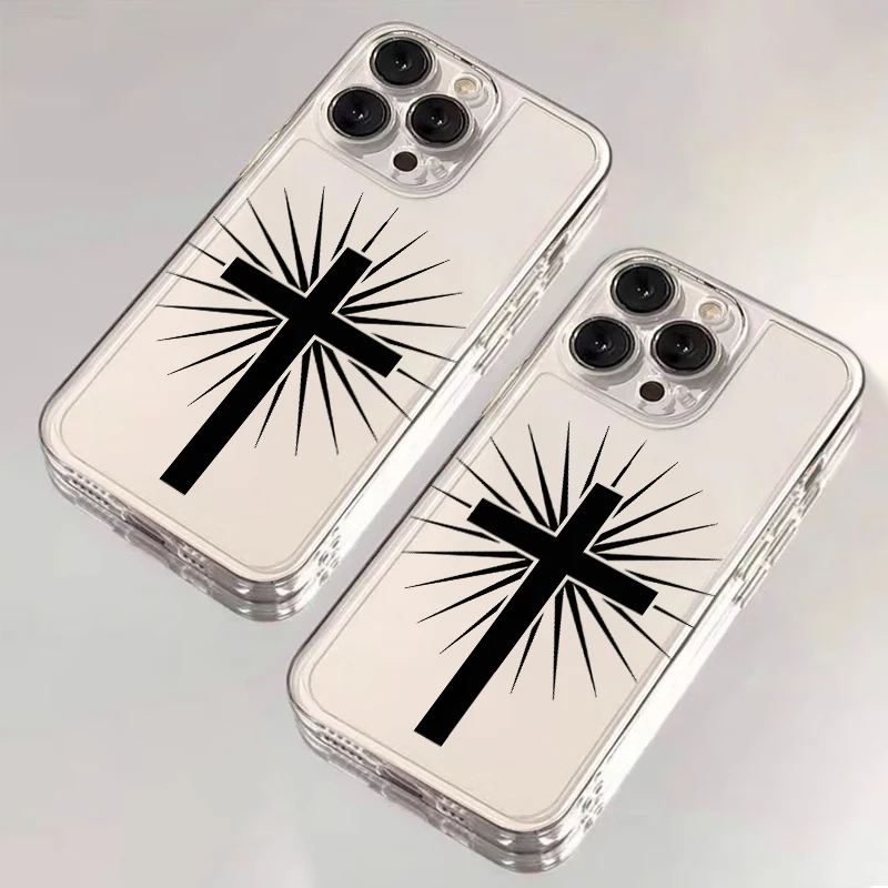 Фото Мягкий чехол для телефона для iPhone 17 Pro Max 15 14 Plus 17e Air XR 12 Mini 13 Pro XS Max 16 11 Good Luck Cross №2