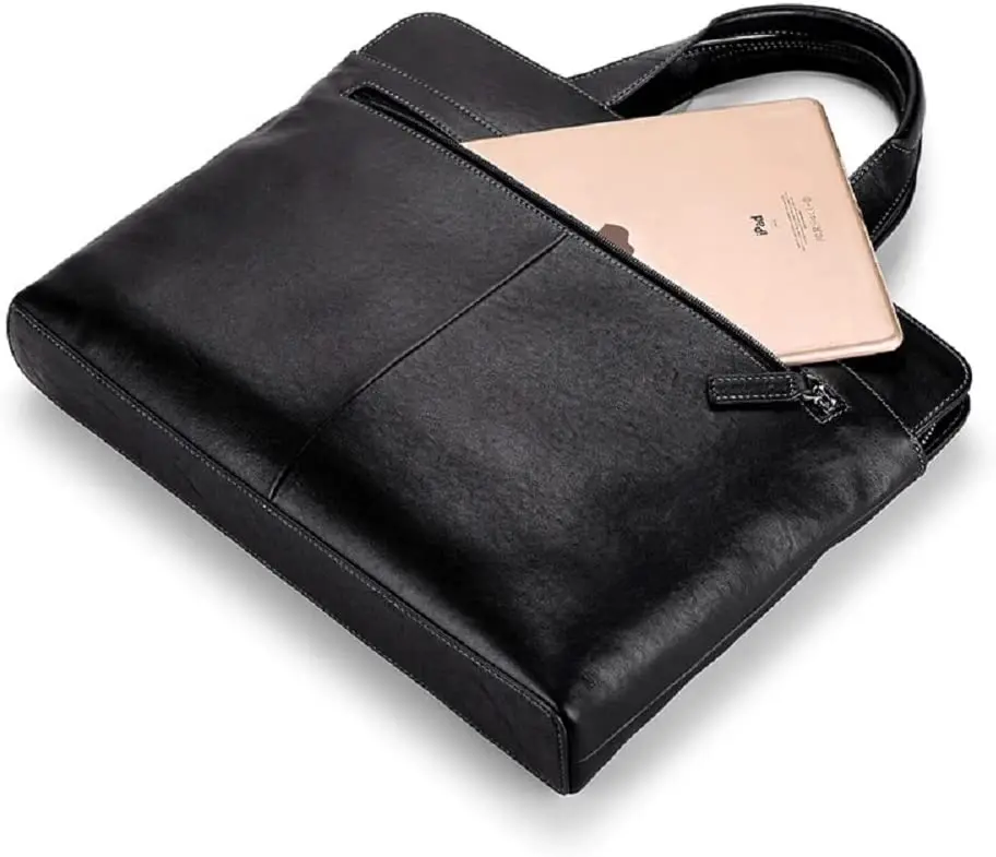 VANNANBA Genuine Leather Laptop Bag 18 Inch Large Capacity Computer Sleeve Case Waterproof Lightweight Briefcase with Handle