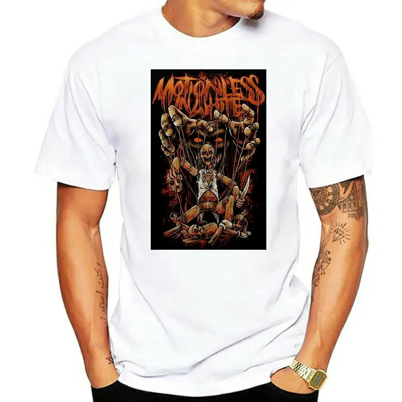 

Мужская футболка без движения белого марионетного черного цвета, модные новые рубашки, черная футболка, женская футболка