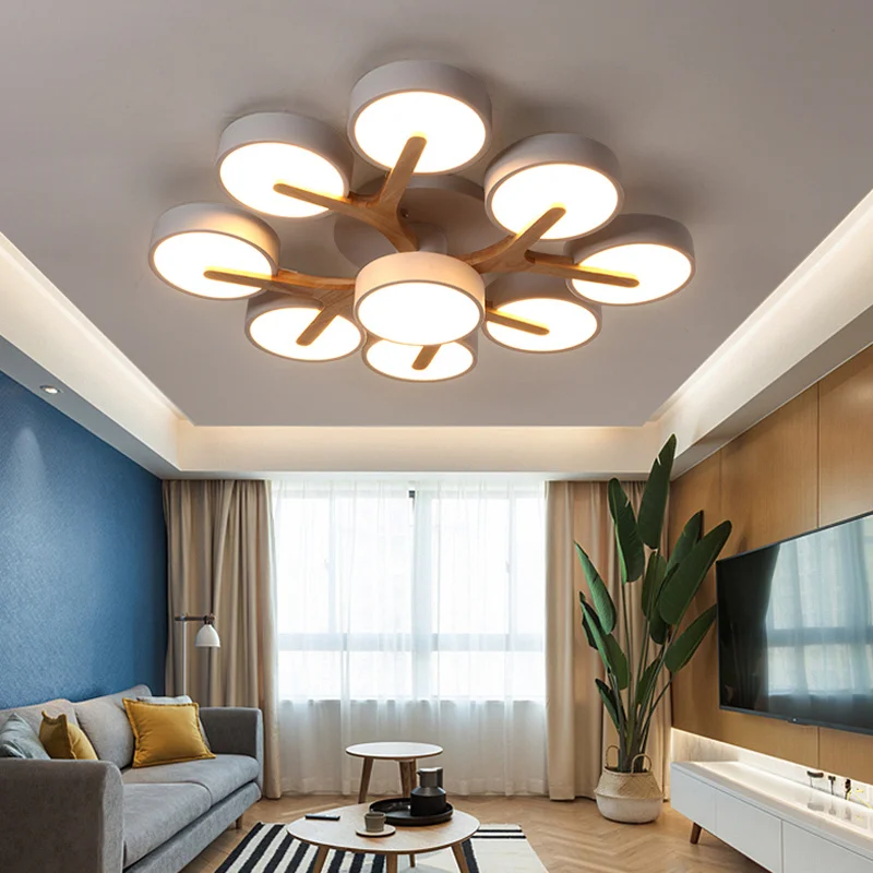 

Room Decor Led Art Chandelier Pendant Lamp Light New Modern Wood Children Bedroom Chalet Dining Kitchen Ceiling Grey Design