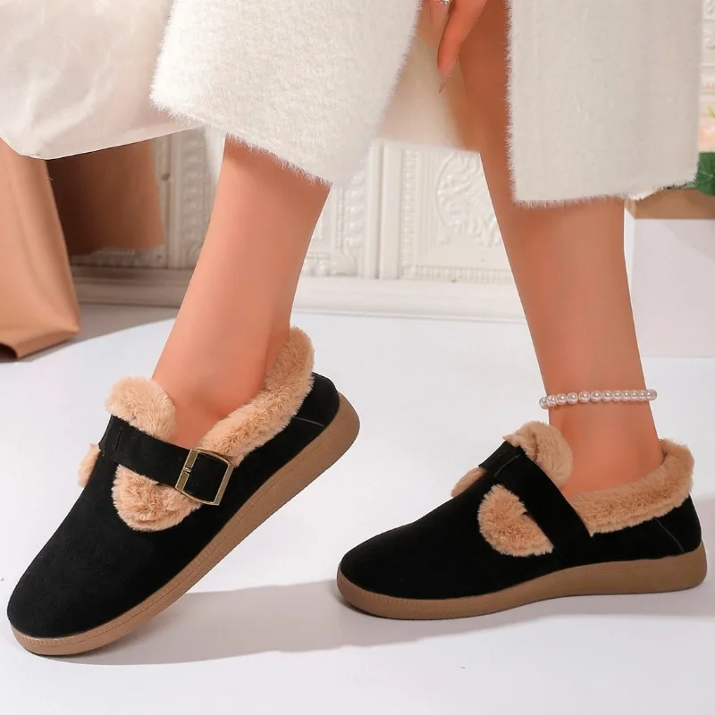 Женские меховые лоферы на плоской подошве модные зимние ботильоны теплая