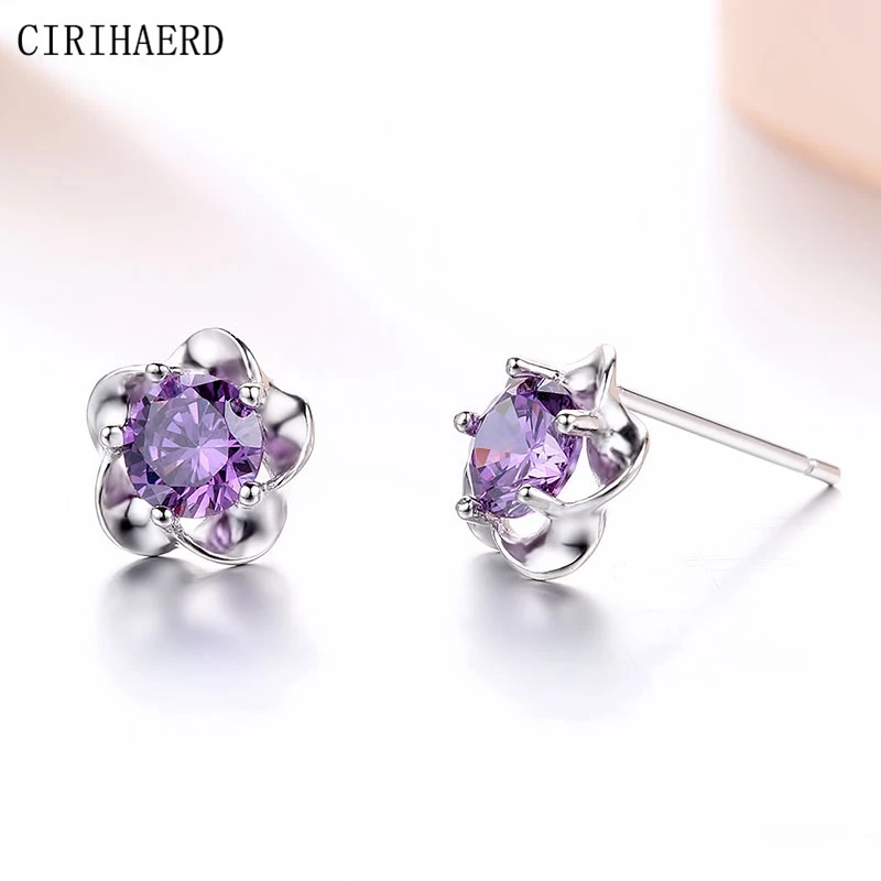 

Luxury Women's Plante Stud Earrings Bohemian Diamond Crystal Zircon Flower Earrings Cute Accessories Wedding Jewelry Gift Female