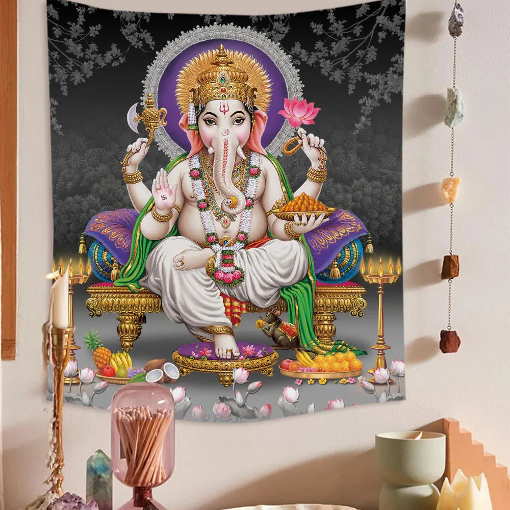 Настенный Гобелен 95x73 см Индийский Бог слон тайская религия Шива Ганеша Парвати