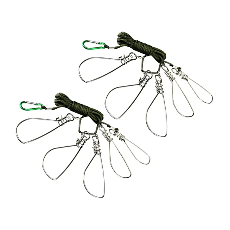 

5M 5 Buckle Fish Locker Stainless Steel Rope Fishing Lock Fishing Gear Accessories For Kayaking Hiking Outdoor Fishing