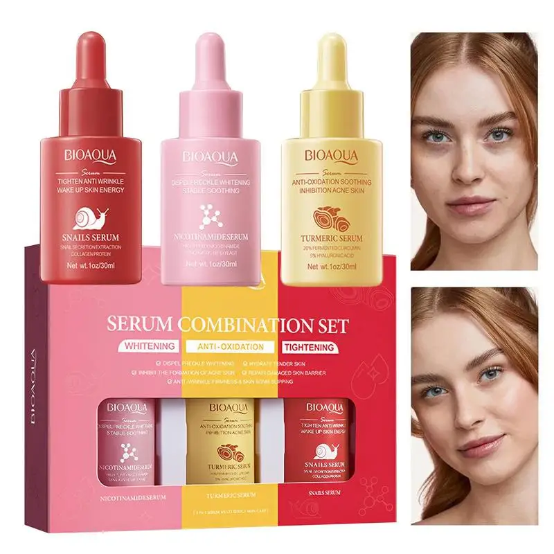 

Facial Firming Serum 3pcs Snail Turmeric Niacinamide Whitening Essence Anti aging Fade Fine Lines Moisturizing Serum Skin Care