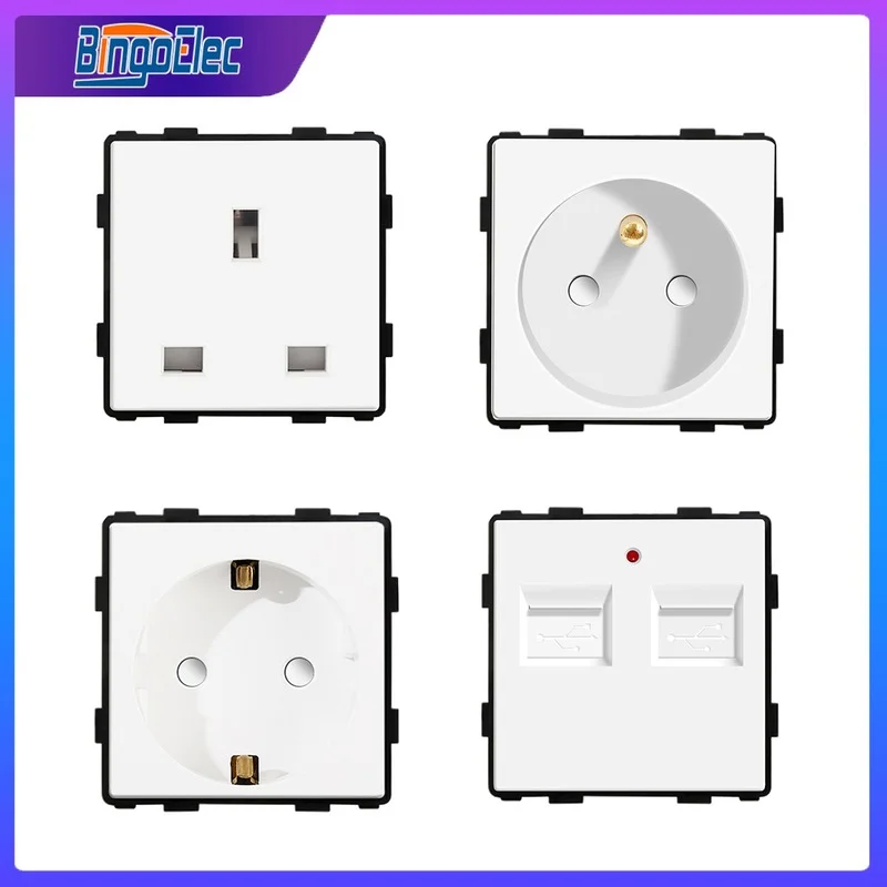 

Bingoelec EU UK USB Function Key Wall Sockets Part Power Electrical Plug Sockets DIY Part Accessories For Home Improvement