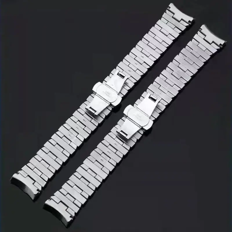 24mm 316L Solid Stainless Steel Curved End Silver Black Watch Band Bracelet Strap Fit For Panerai Luminor Series PAM441 111 enlarge
