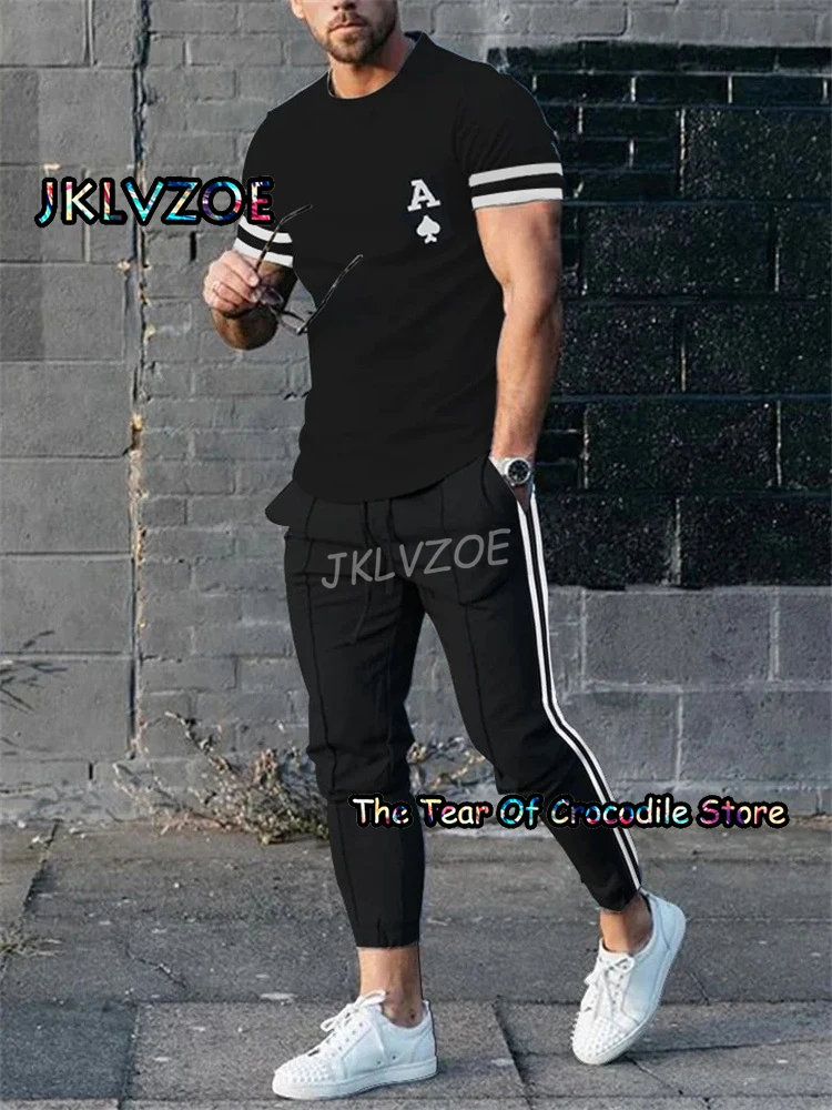 2023 Men's T Shirt+Trousers Tracksuit 2 Piece Set 3D Printing Summer Monkey Short Sleeve Long Pants Street Fashion Clothes