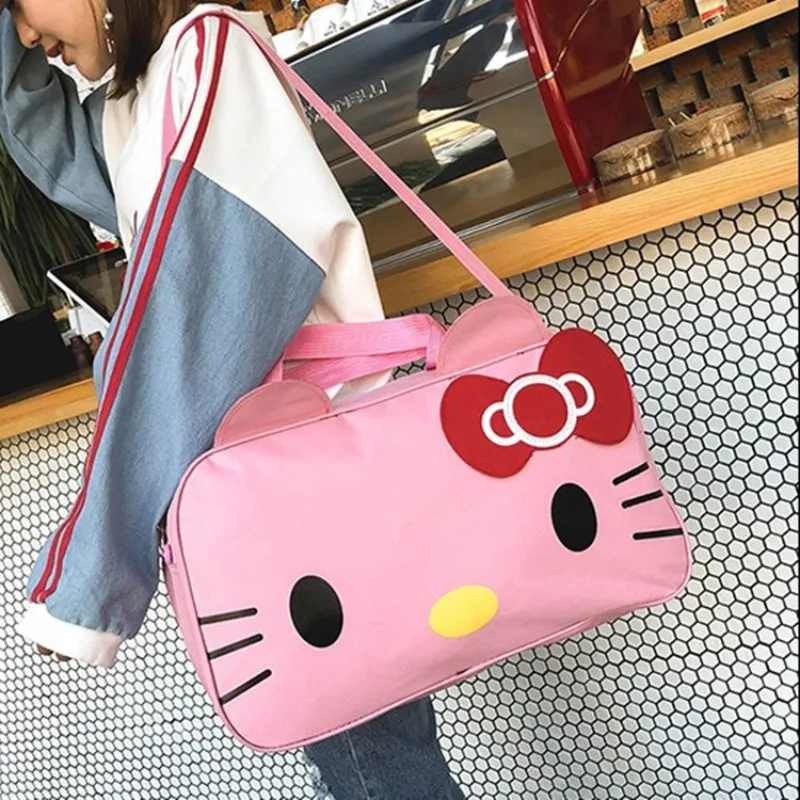 

Sanrio Hello Kitty Travel Bag Waterproof Large Capacity Cartoon Cat Luggage Bag Female Portable Short Trip Travel Sports Bag