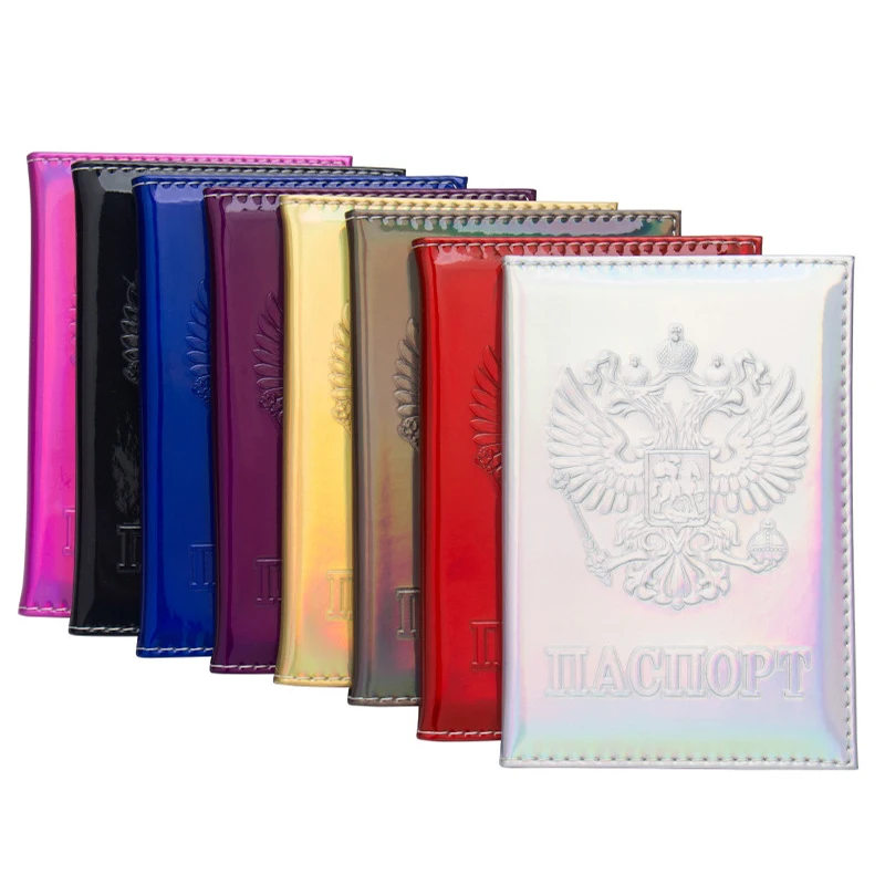 

2022 New Simple Passport Cover Russia Laser Passport Clip Mirror Ticket Clip Holder Travel Accessories ID Bank Card Wallet Case