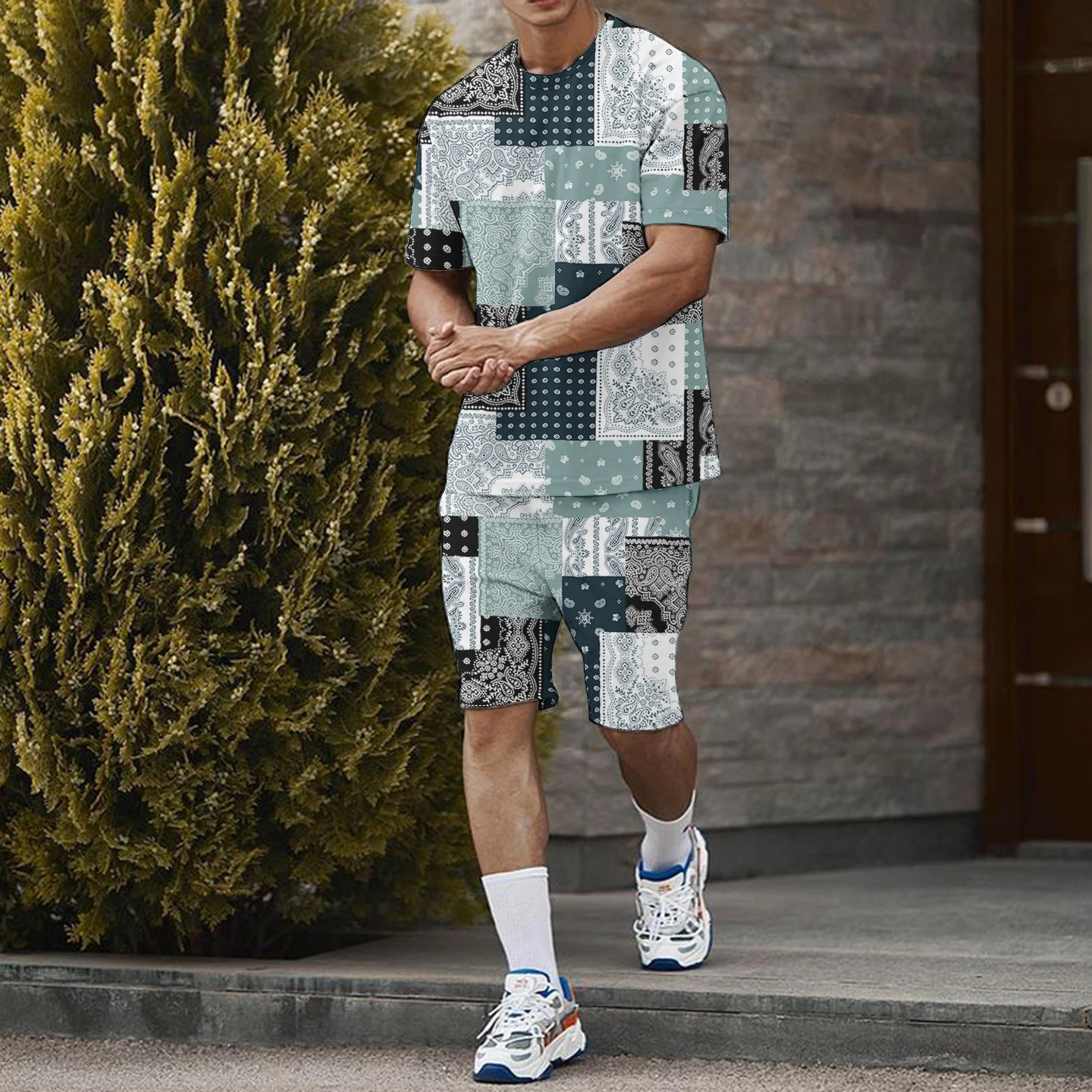 Summer Men Casual T-shirt Sets For Male Sport Streetwear Short Sleeve Pants Suit Fashion 3D Print Oversize Tracksuit Clothes