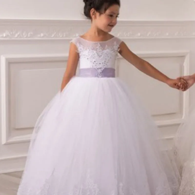 European and American children's wedding dress girls' festival performance lace big skirt with mesh pompous princess long skirt enlarge