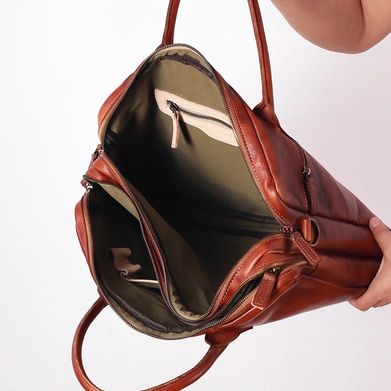 Retro Genuine Leather Men's Briefcase Luxury Cowhide Handbag Business Shoulder Messenger Bag Casual Conputer Laptop Bag For Male