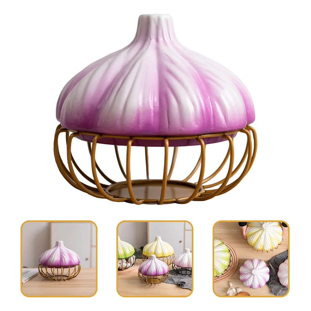 

Basket Garlic Egg Storage Keeper Onion Container Holder Fruit Potato Kitchenmetal Wire Bin Containers Chicken Home Lemon Saver